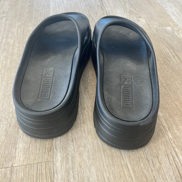 Womens Puma Black Platform Slides - 6 - Picture 2 of 6